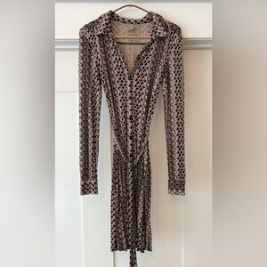 Vintage 70s Silky Tie Waist Shirt Dress Women’s XS Small